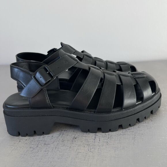 American Eagle Chunky Fisherman Lug Sole Sandals Closed Toe Women’s 9 Black - Picture 6 of 14